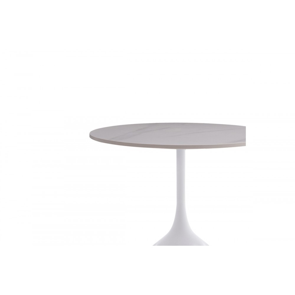 Βοηθητικό τραπέζι "KOUSIEN" από sintered stone σε λευκό χρώμα Φ50x60