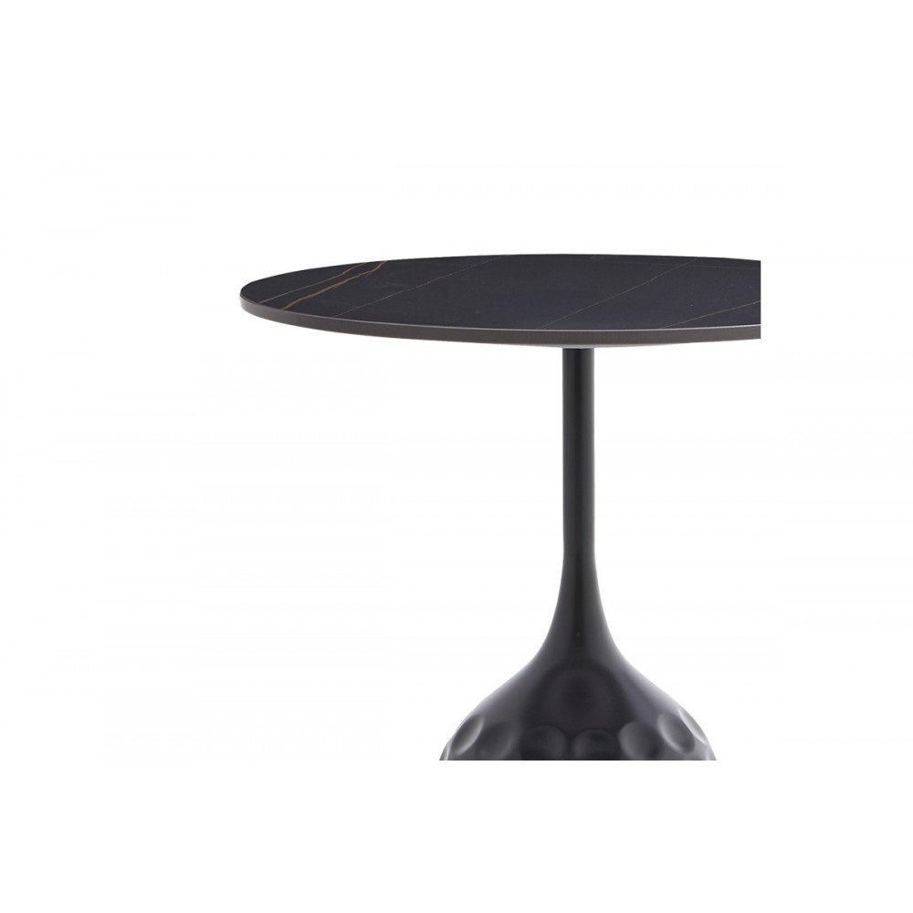 Βοηθητικό τραπέζι "KOUSIEN" από sintered stone σε μαύρο χρώμα Φ50x60