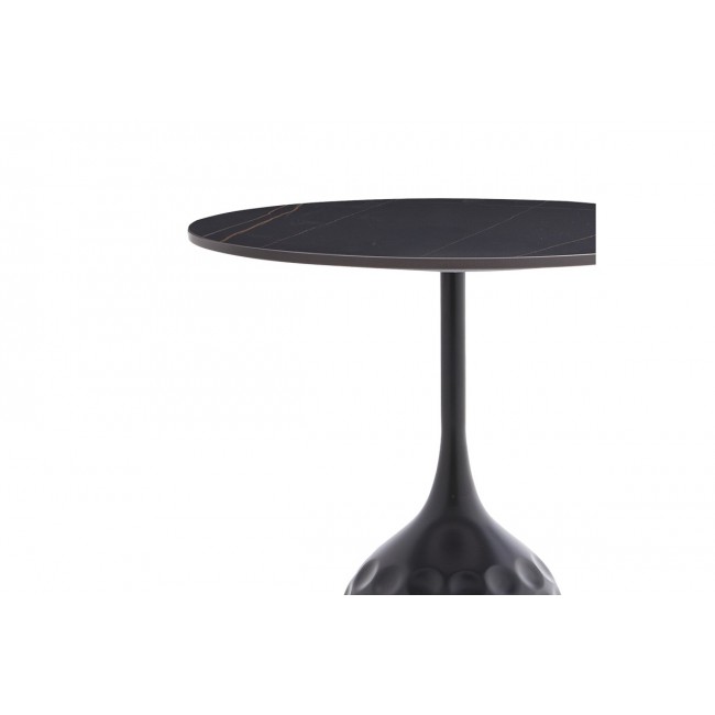 Βοηθητικό τραπέζι "KOUSIEN" από sintered stone σε μαύρο χρώμα Φ50x60