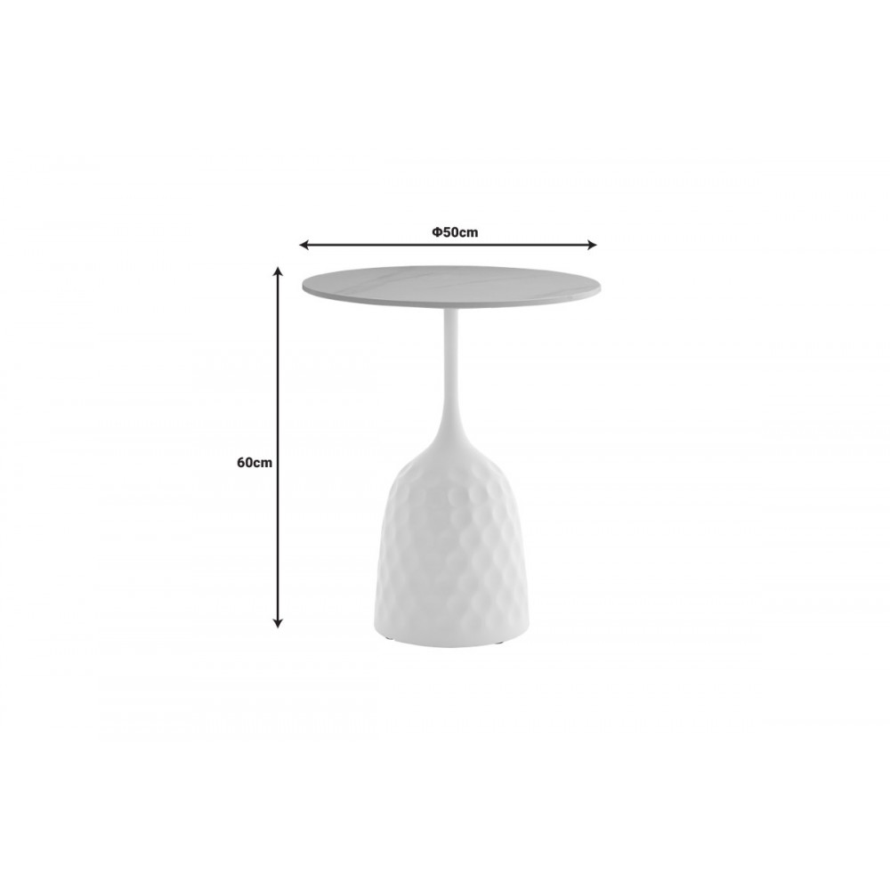 Βοηθητικό τραπέζι "KOUSIEN" από sintered stone σε μαύρο χρώμα Φ50x60