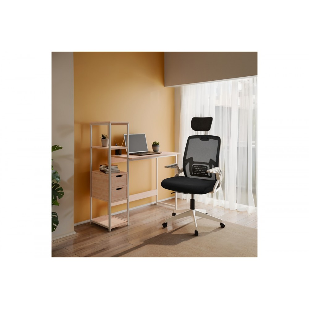 Φοιτητικό πακέτο 2τμχ "ZAYJO" από mdf/μέταλλο σε σονόμα/μαύρο χρώμα 107x40x110