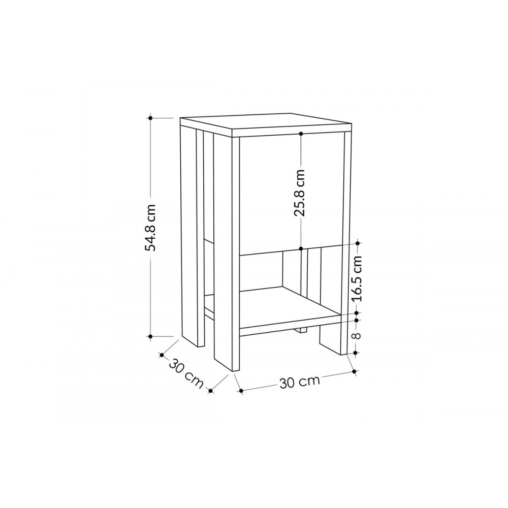 Κομοδίνο "EMA" σε φυσικό/λευκό χρώμα 30x30x55