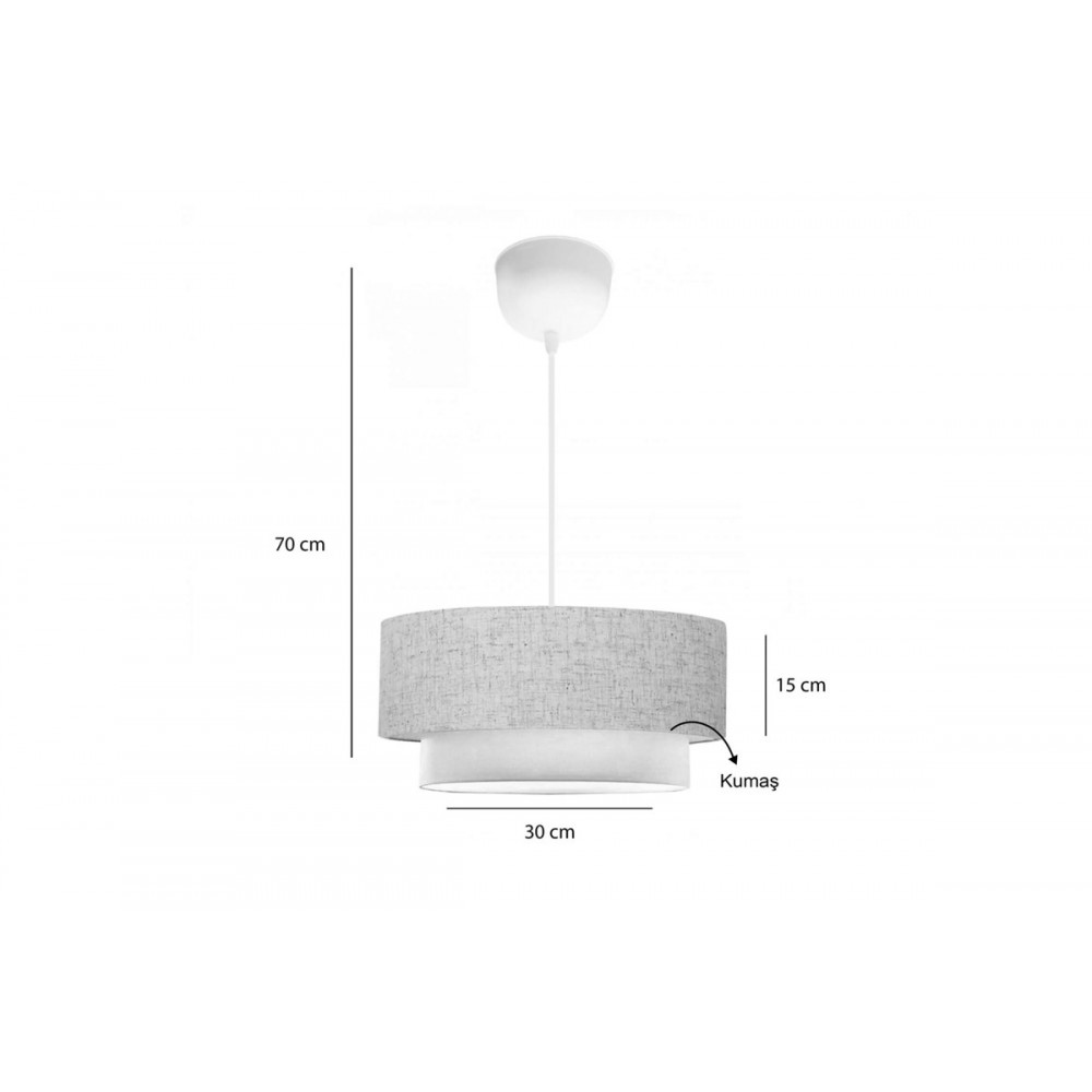 Φωτιστικό οροφής "SOMBRE" από ύφασμα/pvc σε κρεμ χρώμα Φ30x70