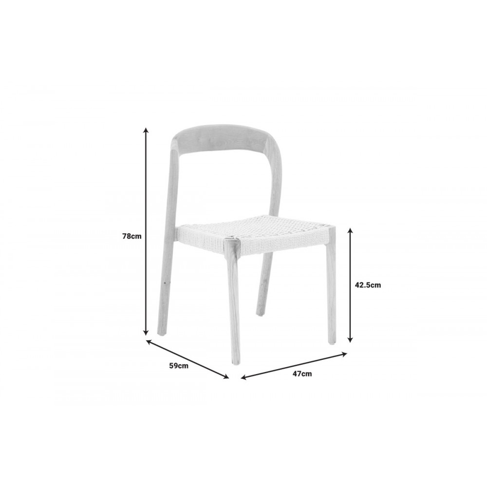 Καρέκλα "TAVRINE" σχοινί/rubberwood σε φυσικό χρώμα 47x59x78