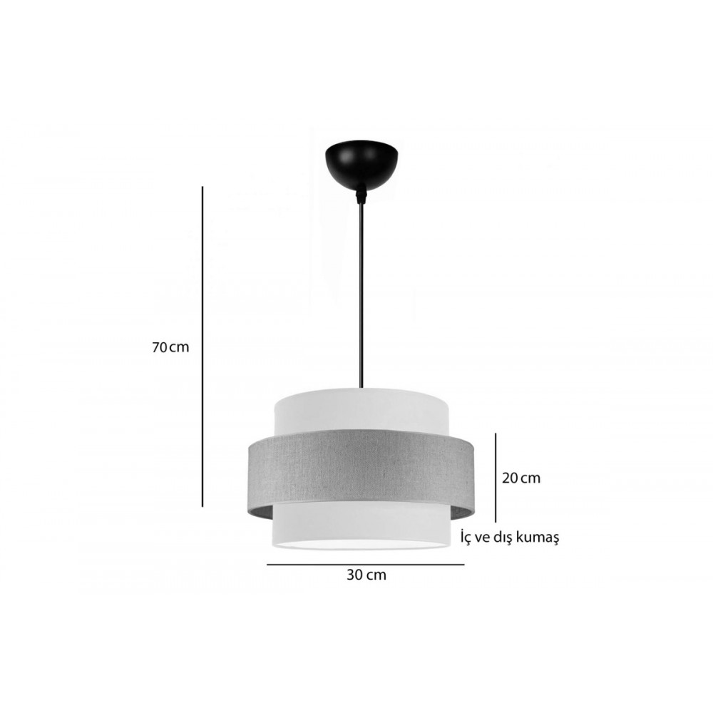 Φωτιστικό οροφής "FOZY" από ύφασμα σε κρεμ/φυσικό χρώμα Φ30x80