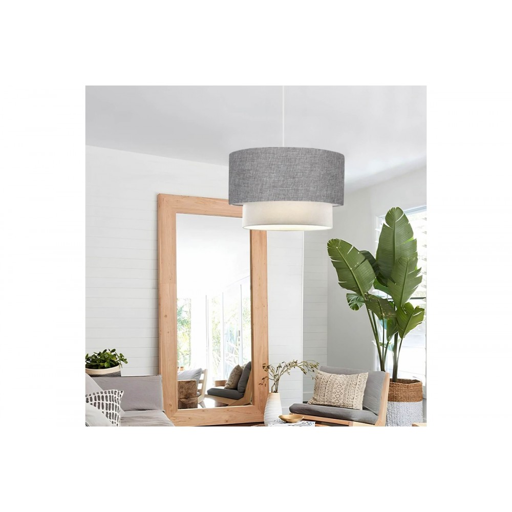 Φωτιστικό οροφής "FERSA" από ύφασμα/pvc σε γκρι/κρεμ χρώμα Φ30x70