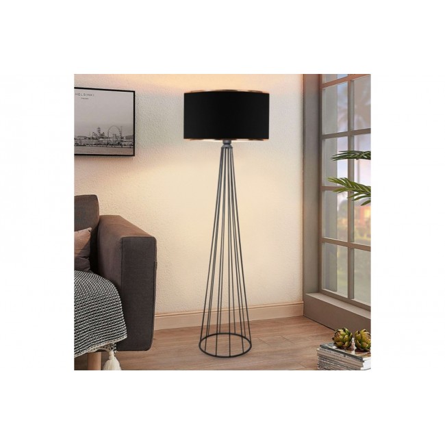 Φωτιστικό δαπέδου "FIRDO I" από ύφασμα/μέταλλο σε μαύρο χρώμα Φ38x121