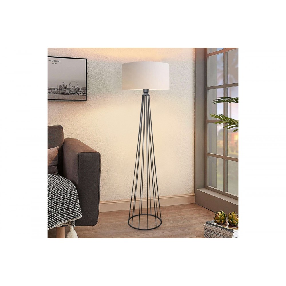 Φωτιστικό δαπέδου "FIRDO I" από ύφασμα/μέταλλο σε κρεμ/μαύρο χρώμα Φ38x121