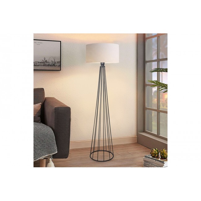 Φωτιστικό δαπέδου "FIRDO I" από ύφασμα/μέταλλο σε κρεμ/μαύρο χρώμα Φ38x121