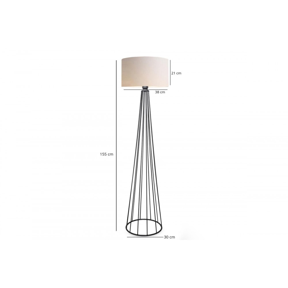 Φωτιστικό δαπέδου "FIRDO I" από ύφασμα/μέταλλο σε κρεμ/μαύρο χρώμα Φ38x121