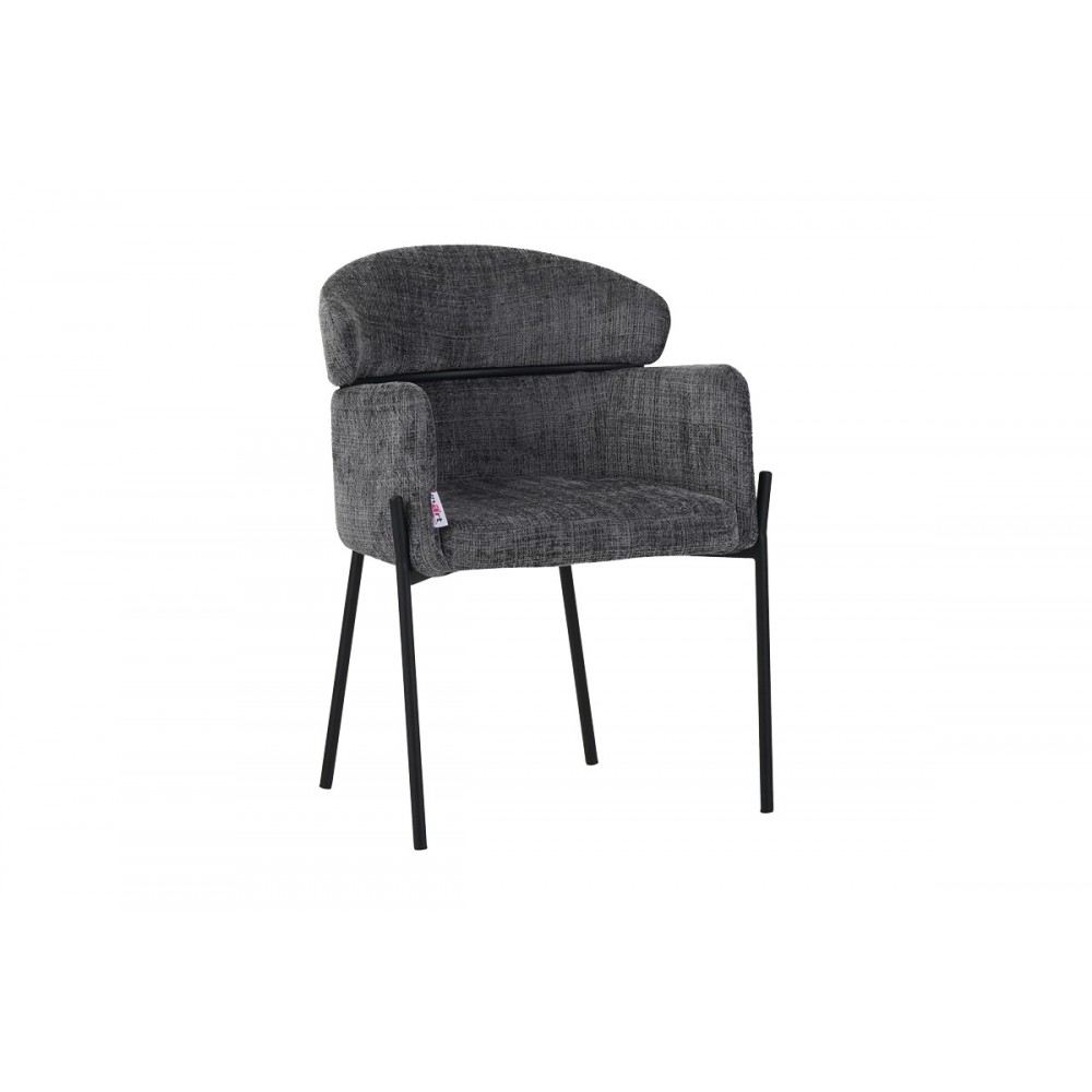 Πολυθρόνα "TOLERSE" από ύφασμα/μέταλλο σε γκρι/μαύρο χρώμα 58x57x80