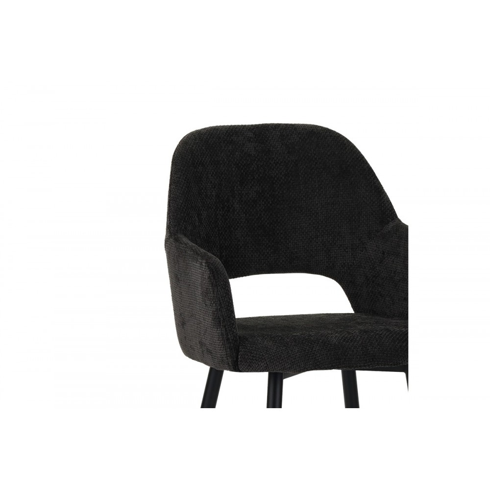 Πολυθρόνα "FACTOLS" από ύφασμα/μέταλλο σε μαύρο χρώμα 53x61x84