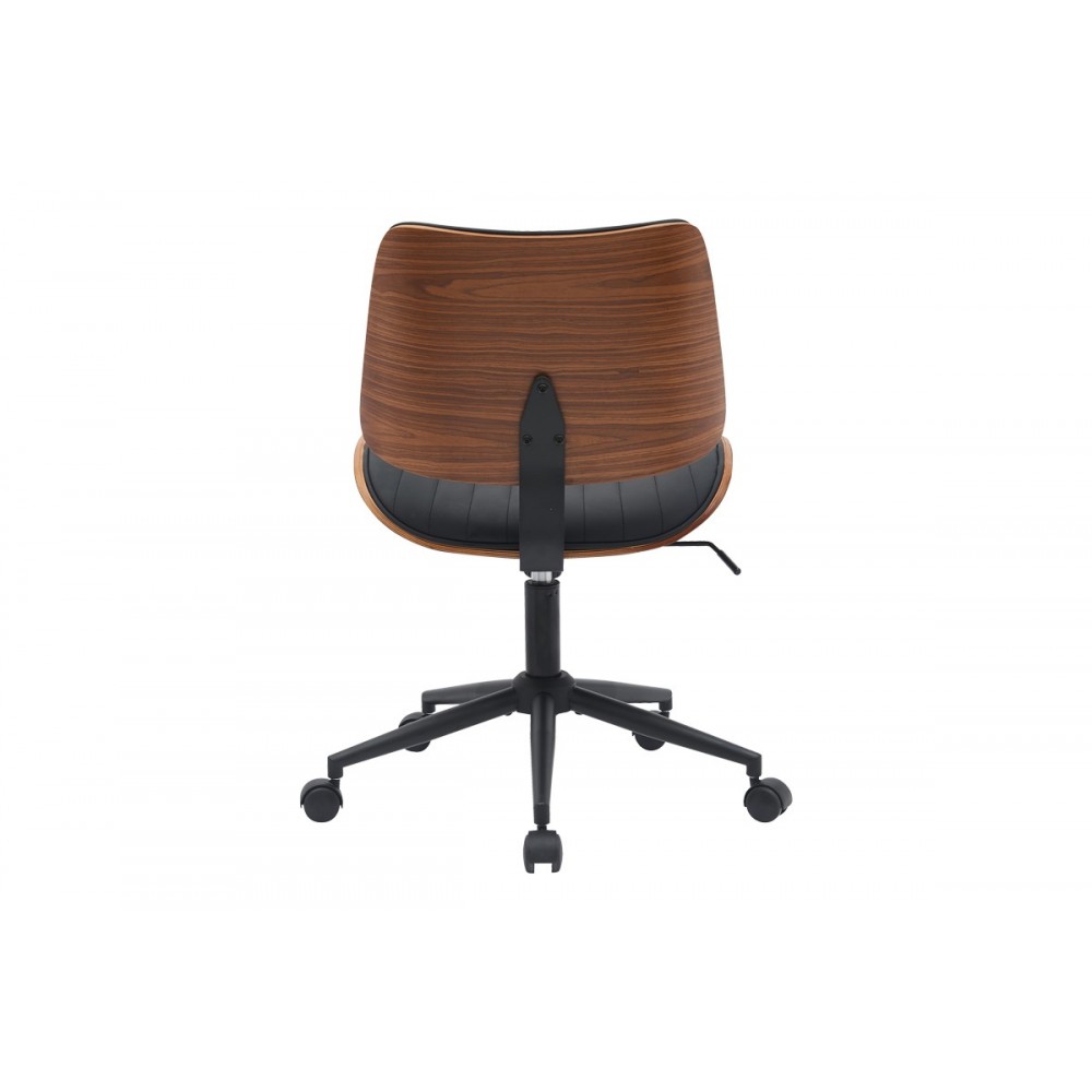 Καρέκλα γραφείου "AMANI" από pu/plywood σε μαύρο/καρυδί χρώμα 52x54x90.5