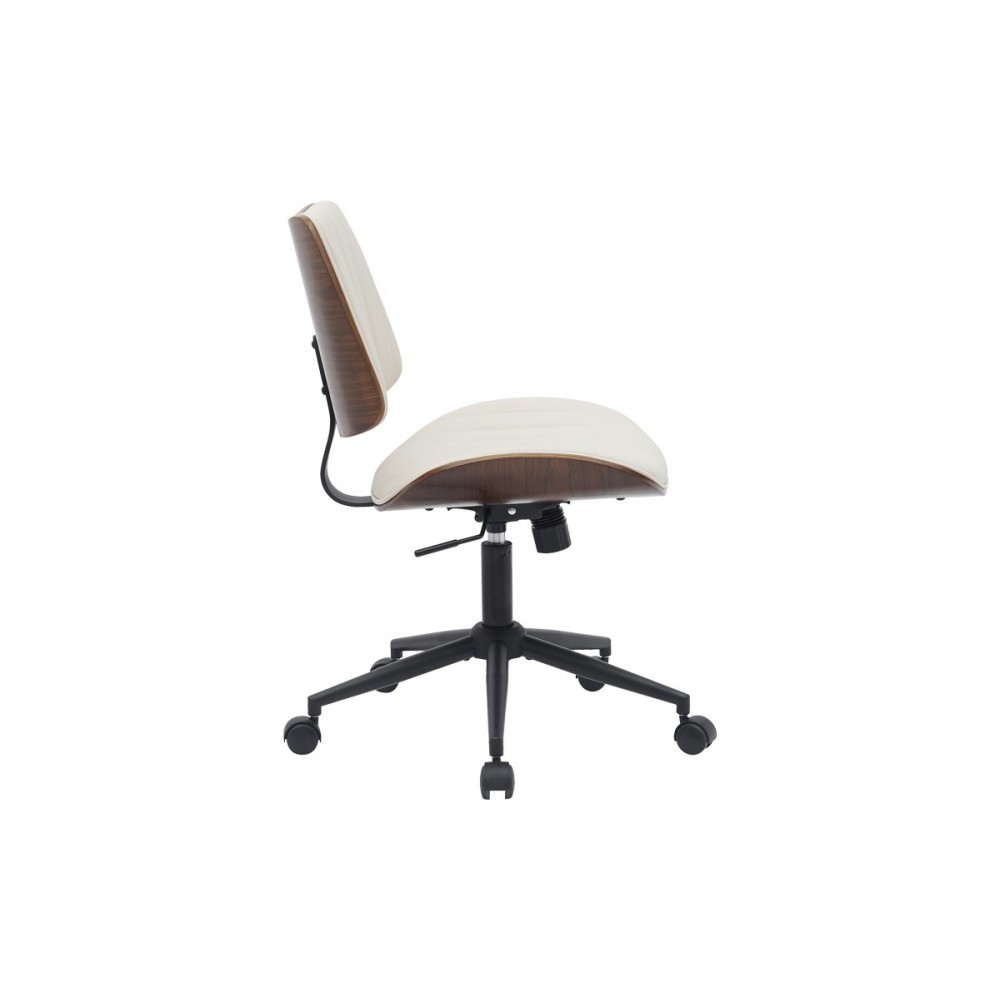 Καρέκλα γραφείου "AMANI" από pu/plywood σε μπεζ/καρυδί χρώμα 52x54x90.5