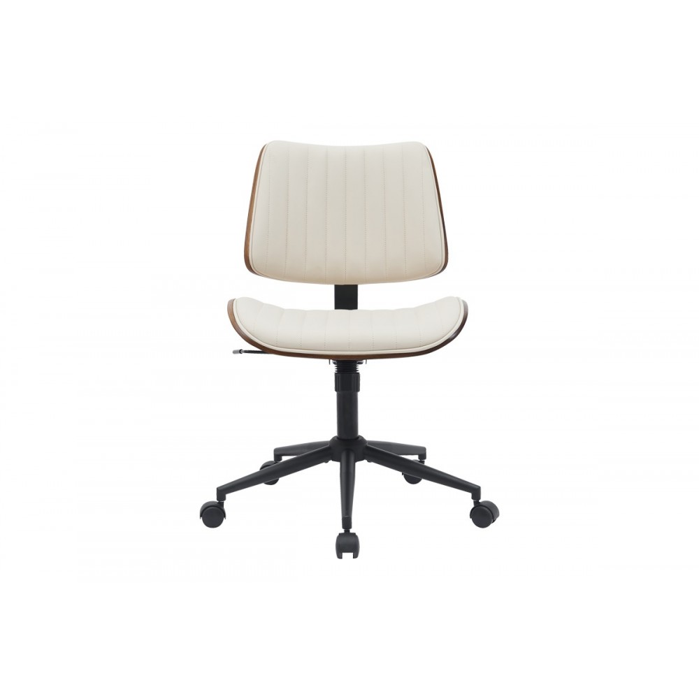 Καρέκλα γραφείου "AMANI" από pu/plywood σε μπεζ/καρυδί χρώμα 52x54x90.5