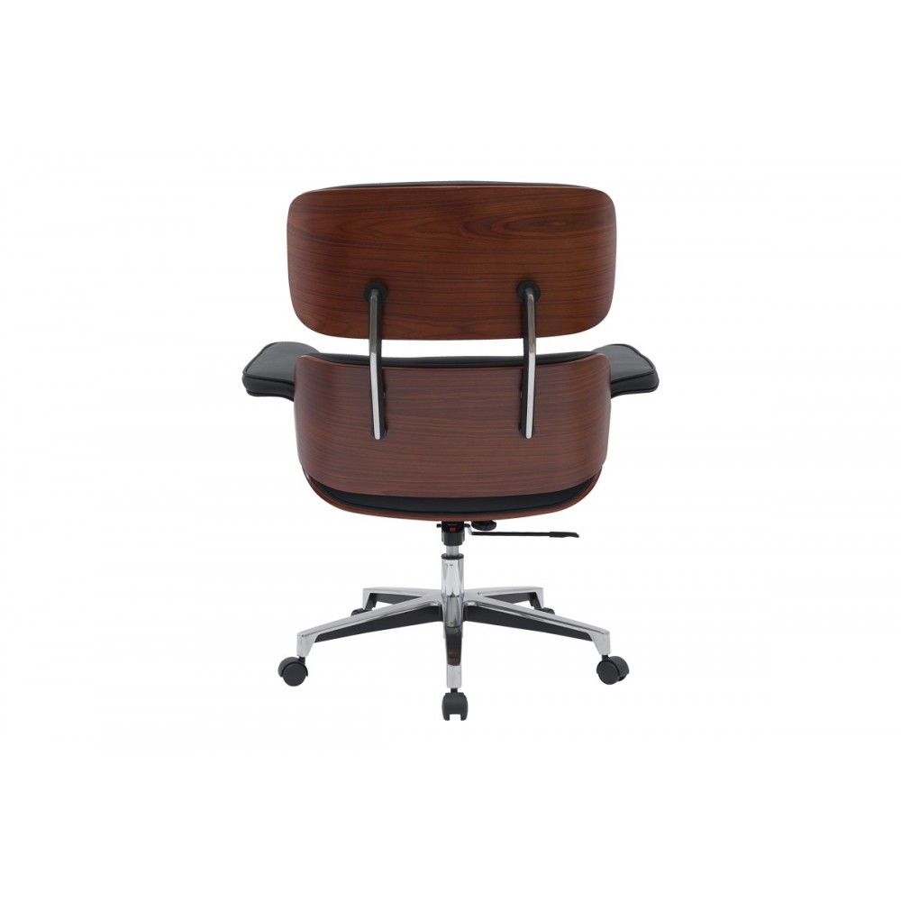 Καρέκλα γραφείου "KOBANE" από plywood/pu σε καρυδί/μαύρο χρώμα 84x75x113.5