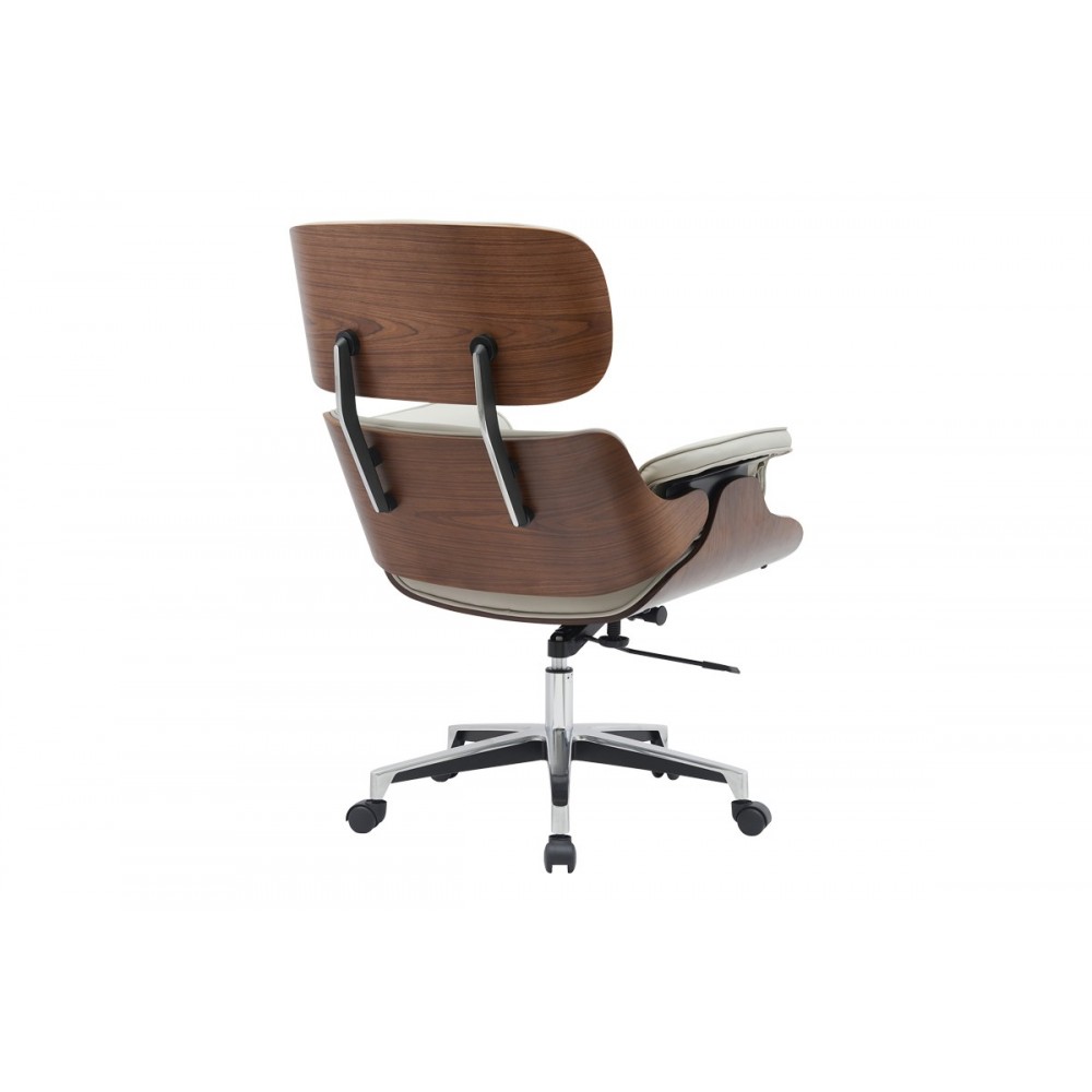 Καρέκλα γραφείου "KOBANE" από plywood/pu σε καρυδί/μπεζ χρώμα 84x75x113.5