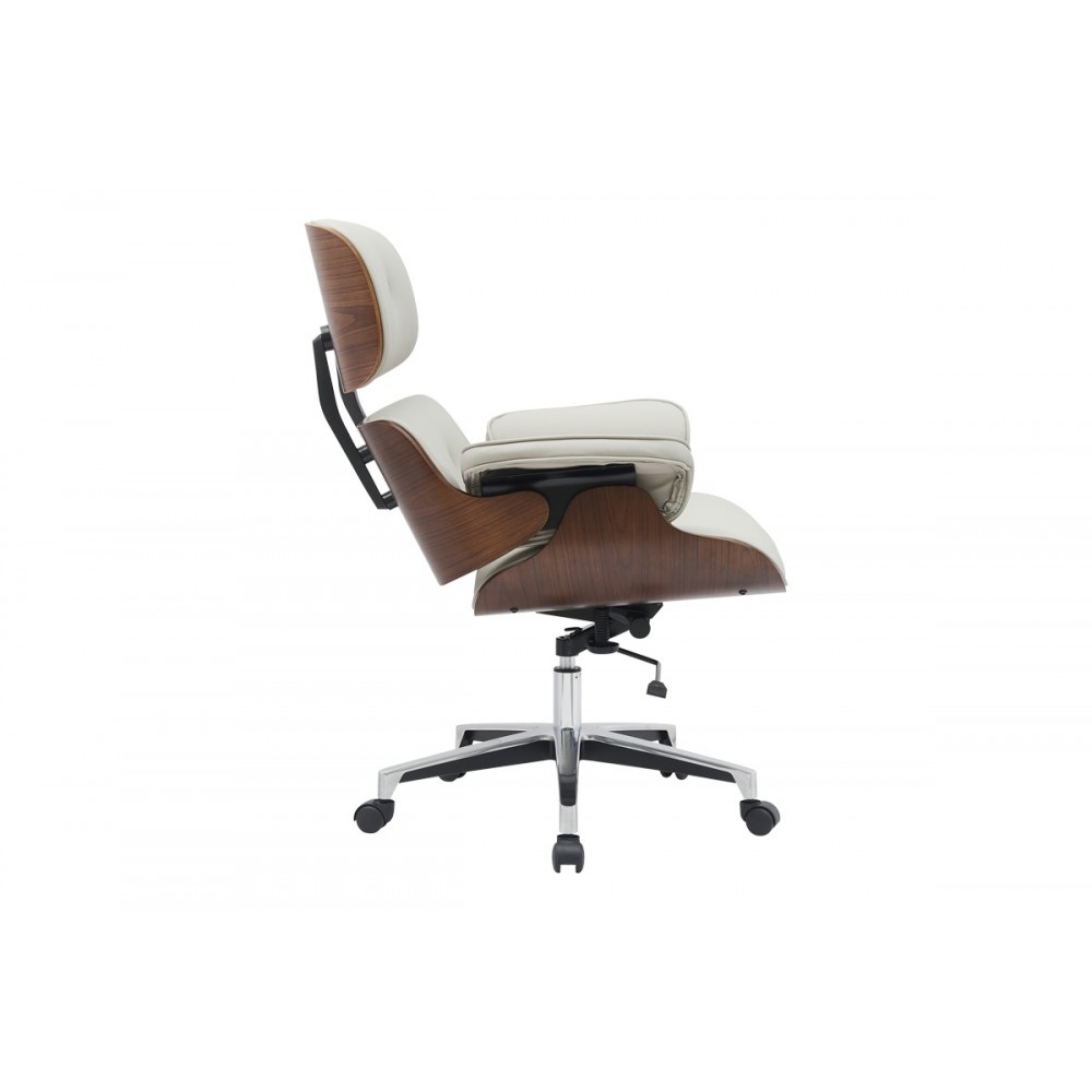 Καρέκλα γραφείου "KOBANE" από plywood/pu σε καρυδί/μπεζ χρώμα 84x75x113.5