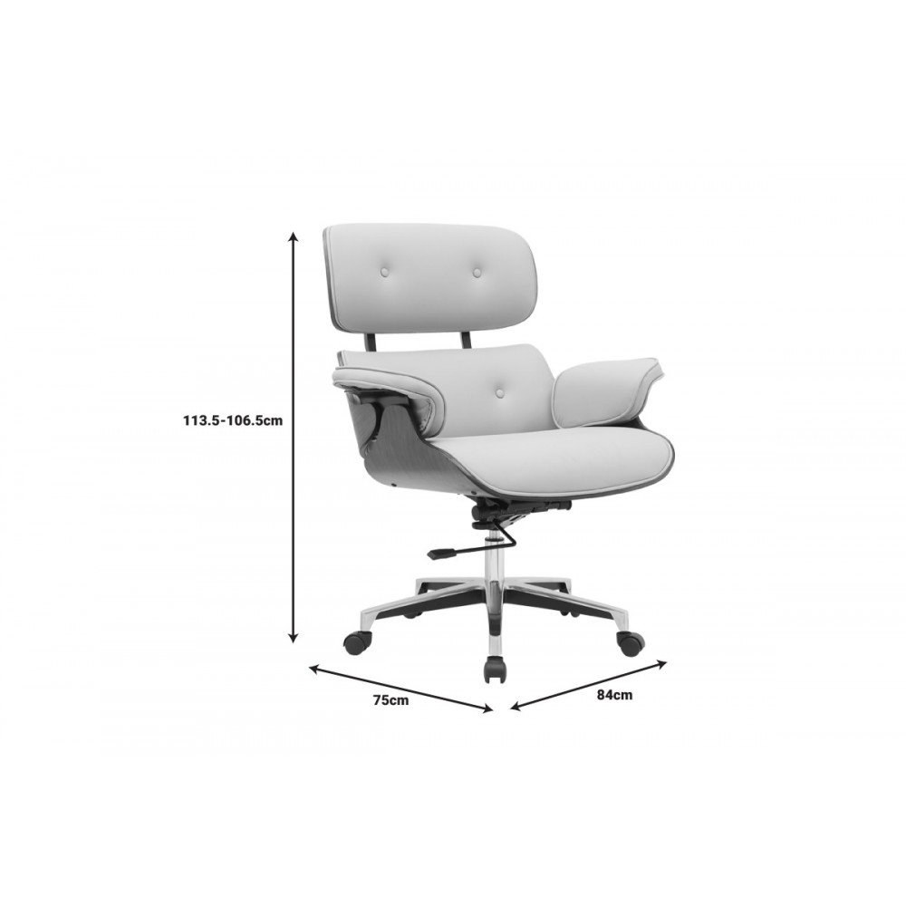Καρέκλα γραφείου "KOBANE" από plywood/pu σε καρυδί/μπεζ χρώμα 84x75x113.5