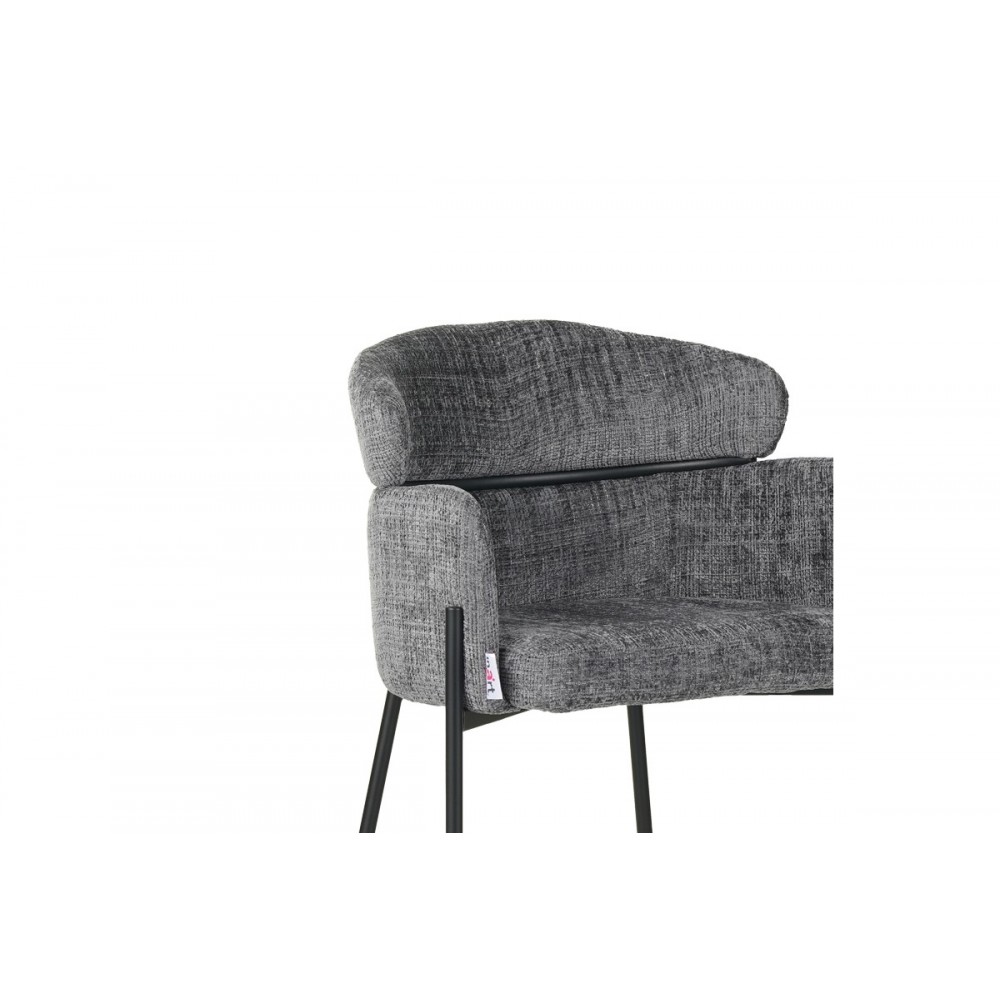 Σκαμπό μπαρ "TOLERSE" από ύφασμα/μέταλλο σε γκρι/μαύρο χρώμα 55x60x97