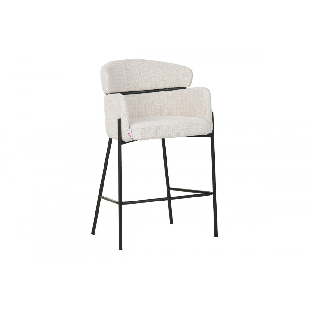 Σκαμπό μπαρ "TOLERSE" από ύφασμα/μέταλλο σε μπεζ/μαύρο χρώμα 55x60x97