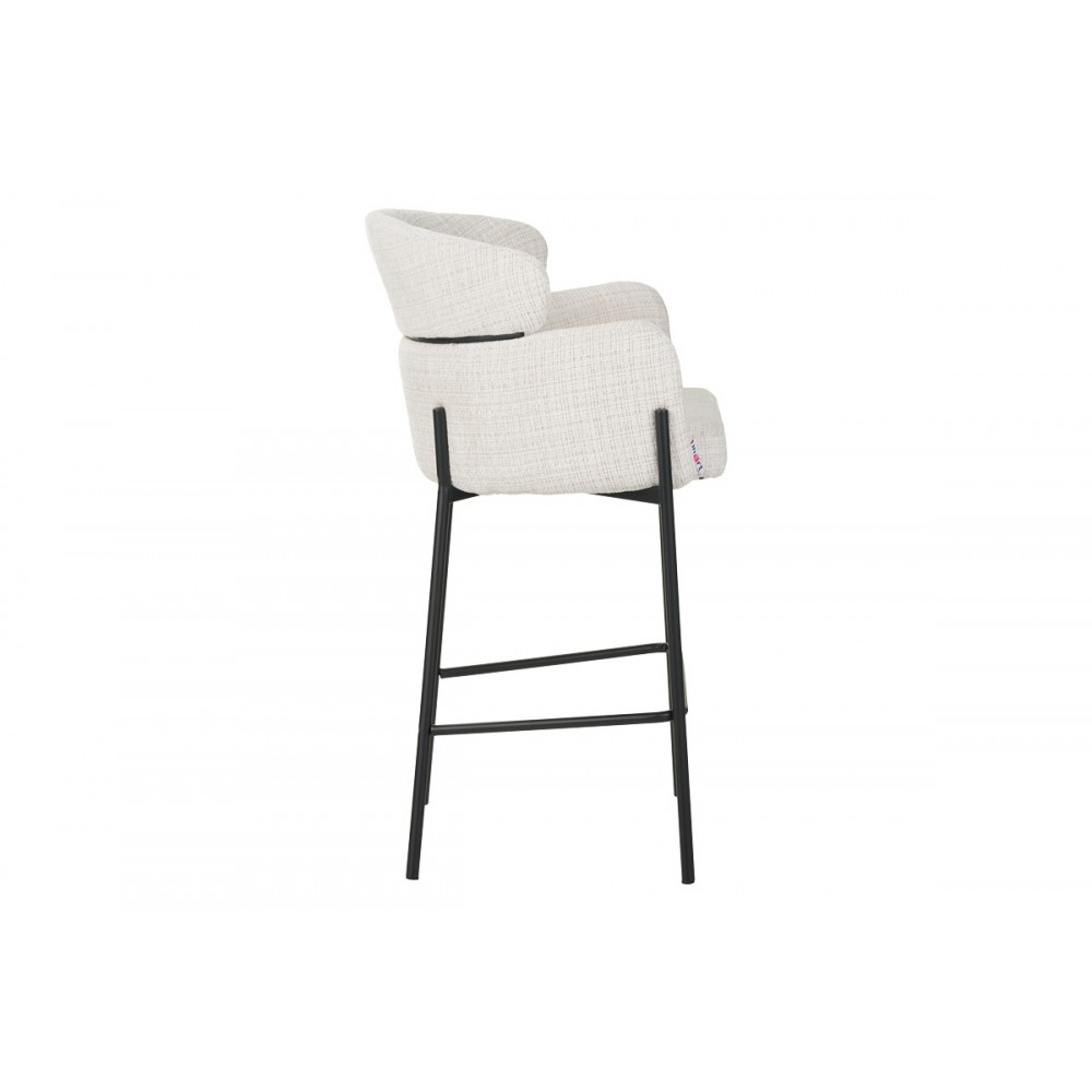 Σκαμπό μπαρ "TOLERSE" από ύφασμα/μέταλλο σε μπεζ/μαύρο χρώμα 55x60x97