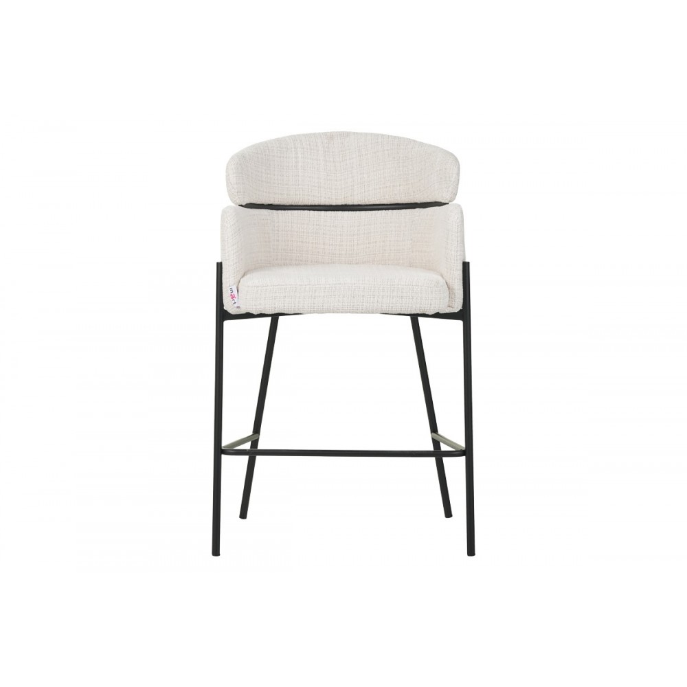 Σκαμπό μπαρ "TOLERSE" από ύφασμα/μέταλλο σε μπεζ/μαύρο χρώμα 55x60x97