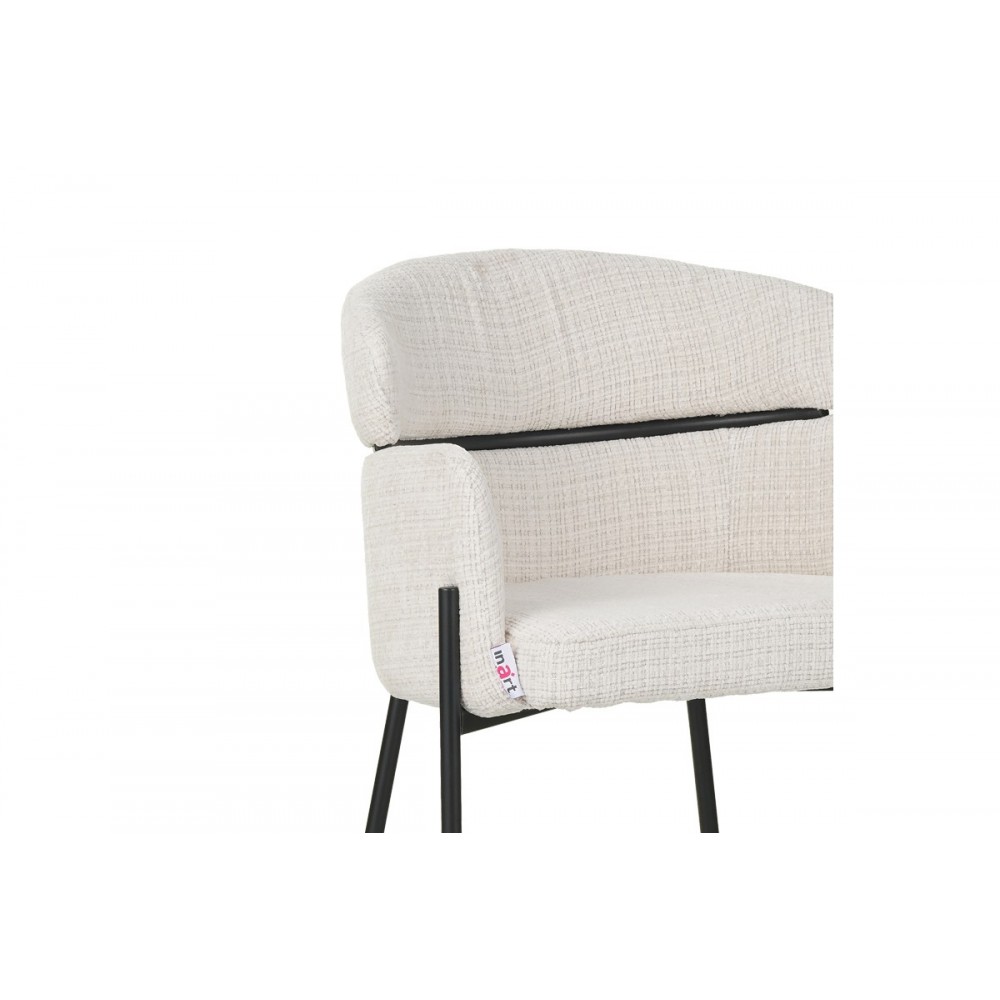 Σκαμπό μπαρ "TOLERSE" από ύφασμα/μέταλλο σε μπεζ/μαύρο χρώμα 55x60x97