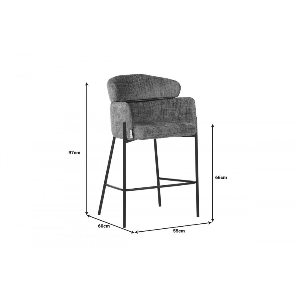 Σκαμπό μπαρ "TOLERSE" από ύφασμα/μέταλλο σε μπεζ/μαύρο χρώμα 55x60x97