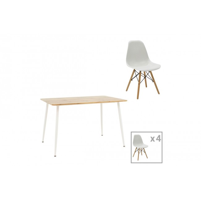 Τραπεζαρία 5τμχ "JULITA-CUBA" από PP/mdf σε λευκό/σονόμα χρώμα 120x80x75