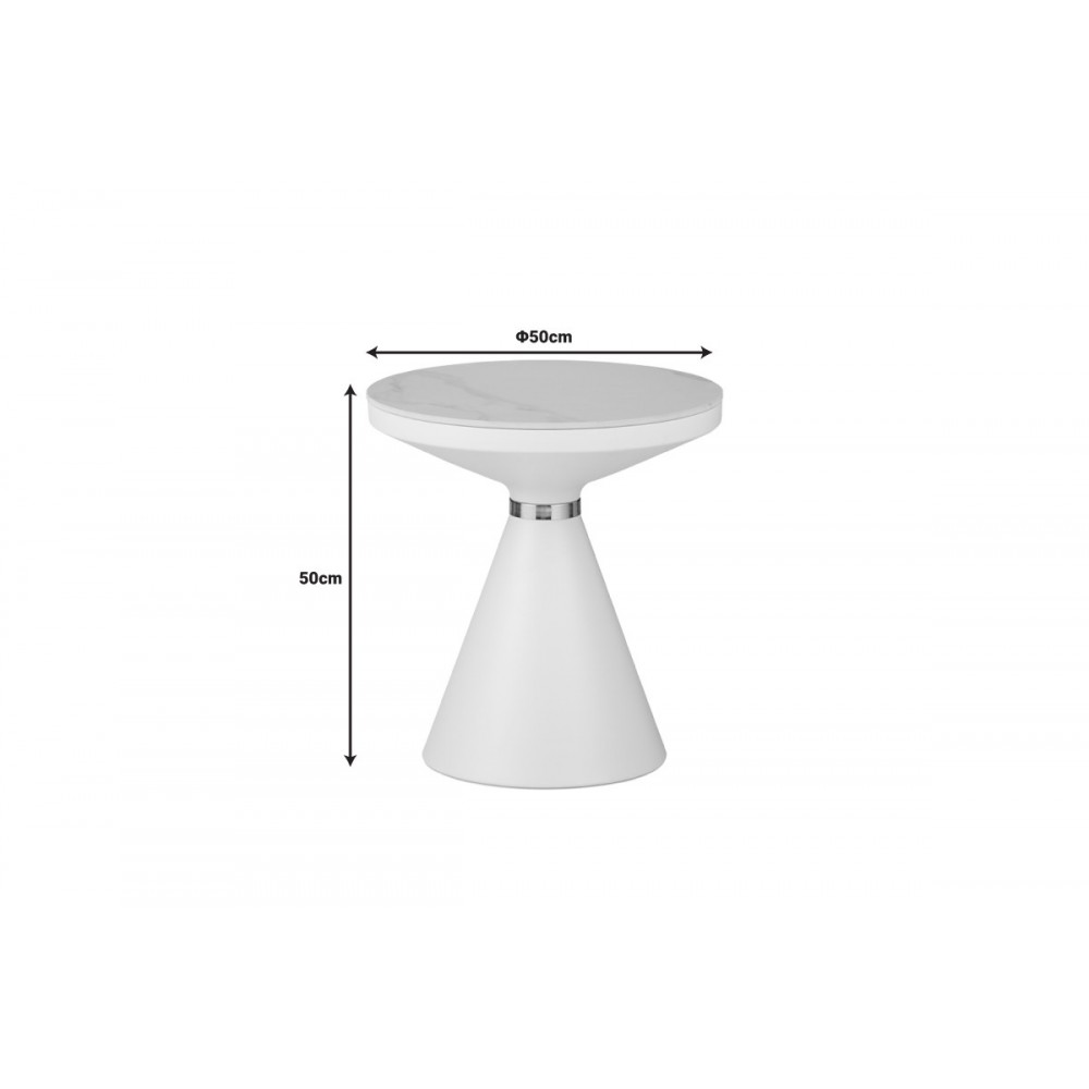 Βοηθητικό τραπέζι "COOZLIN" από sintered stone/μέταλλο σε λευκό μαρμάρου/χρυσό χρώμα Φ50x50