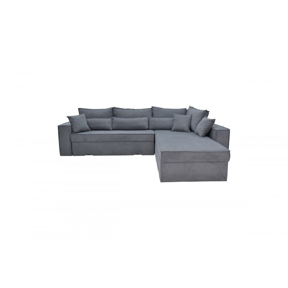 Γωνιακός καναπές-κρεβάτι αναστρέψιμος "OLYMP II" από ύφασμα σε γκρι χρώμα 283x214x83