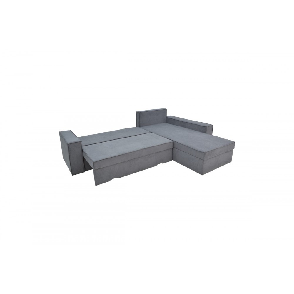 Γωνιακός καναπές-κρεβάτι αναστρέψιμος "OLYMP II" από ύφασμα σε γκρι χρώμα 283x214x83