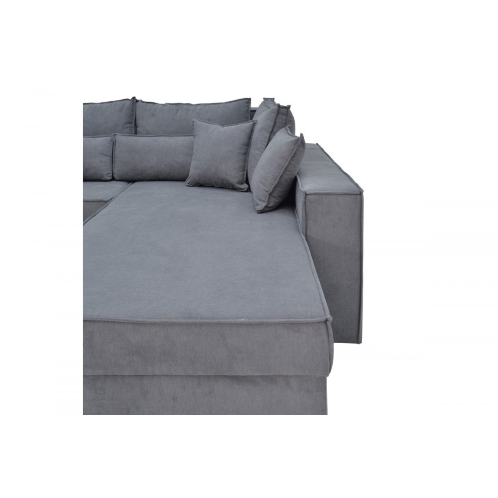 Γωνιακός καναπές-κρεβάτι αναστρέψιμος "OLYMP II" από ύφασμα σε γκρι χρώμα 283x214x83
