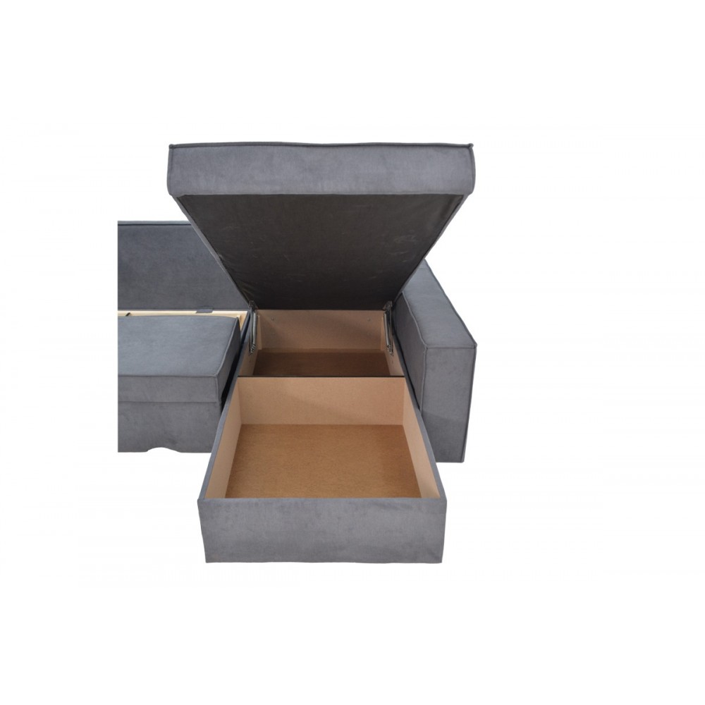 Γωνιακός καναπές-κρεβάτι αναστρέψιμος "OLYMP II" από ύφασμα σε γκρι χρώμα 283x214x83