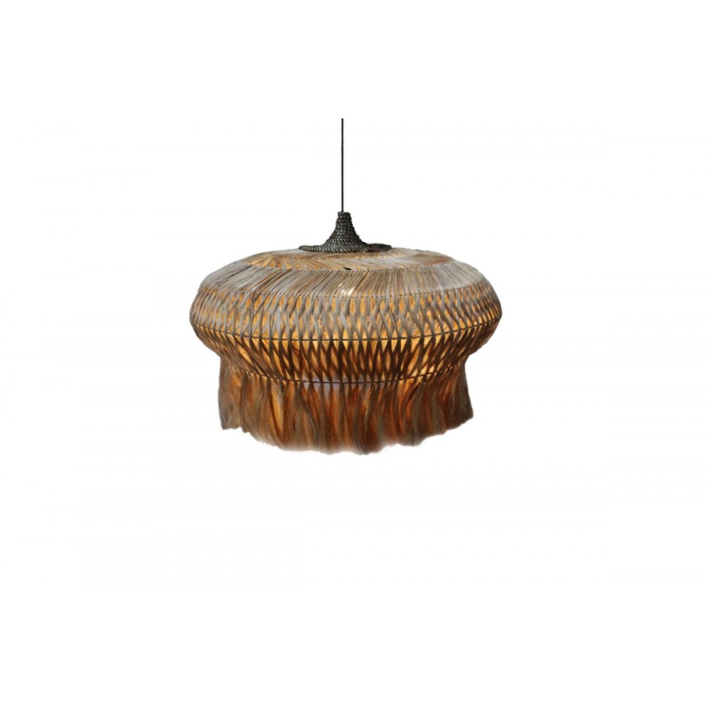 Φωτιστικό οροφής "POZARNE" από abaca ξύλο σε φυσικό χρώμα Φ90x55