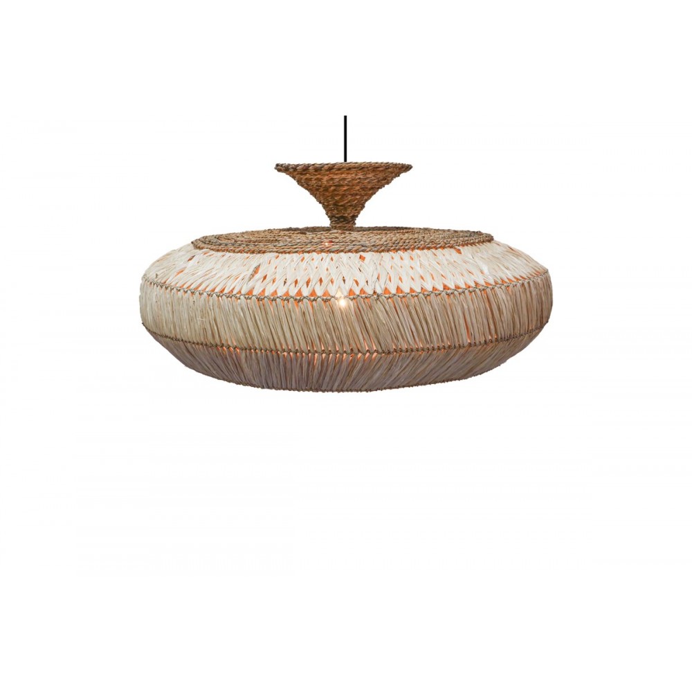 Φωτιστικό οροφής "LAFRENE" από sisal σε φυσικό χρώμα Φ90x43