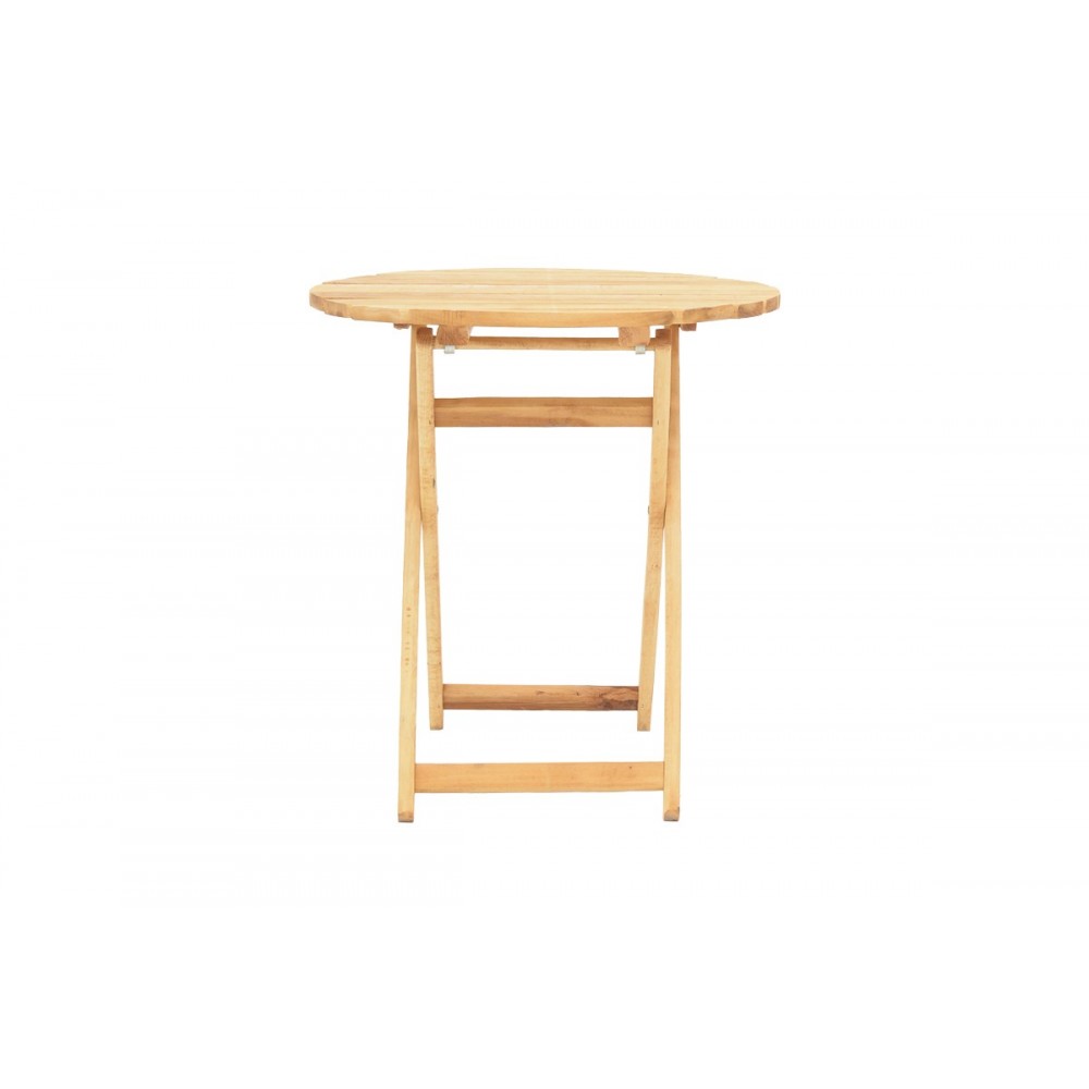 Τραπέζι "LETNA" πτυσσόμενο από ξύλο σε φυσικό χρώμα Φ60x74.5
