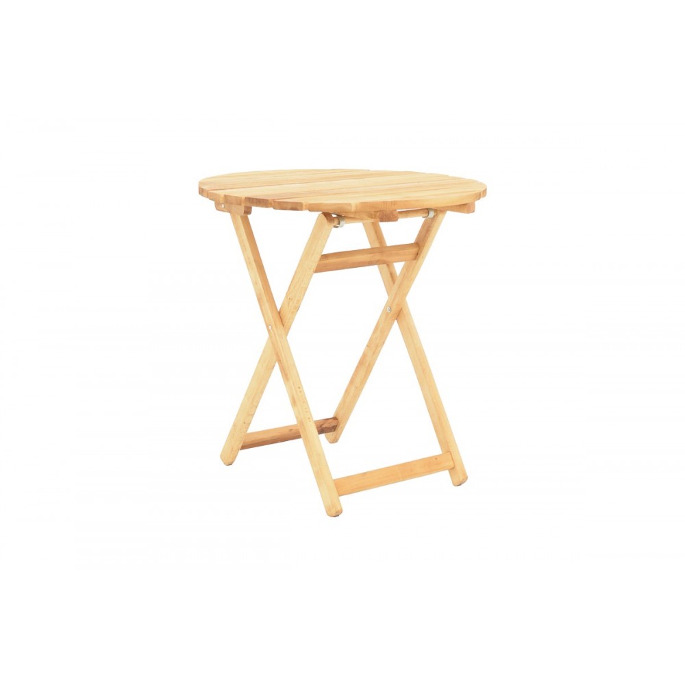 Τραπέζι "LETNA" πτυσσόμενο από ξύλο σε φυσικό χρώμα Φ60x74.5