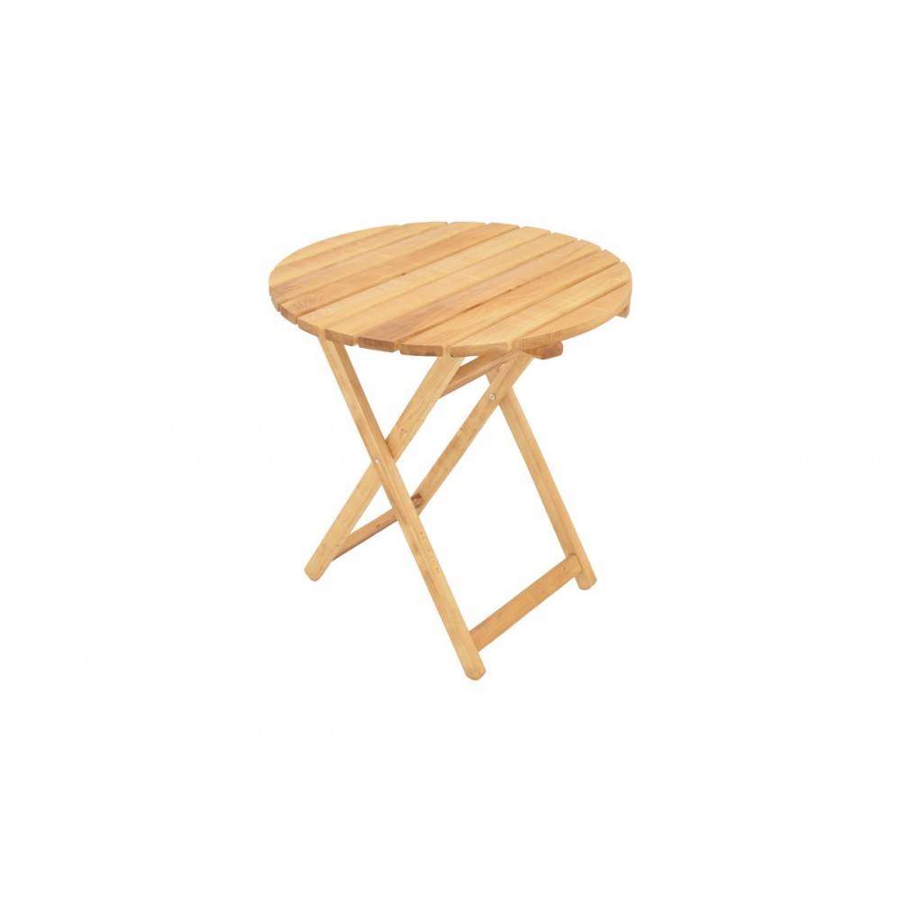 Τραπέζι "LETNA" πτυσσόμενο από ξύλο σε φυσικό χρώμα Φ60x74.5