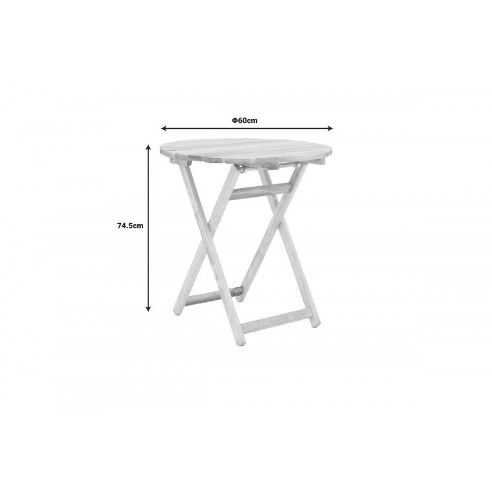 Τραπέζι "LETNA" πτυσσόμενο από ξύλο σε φυσικό χρώμα Φ60x74.5