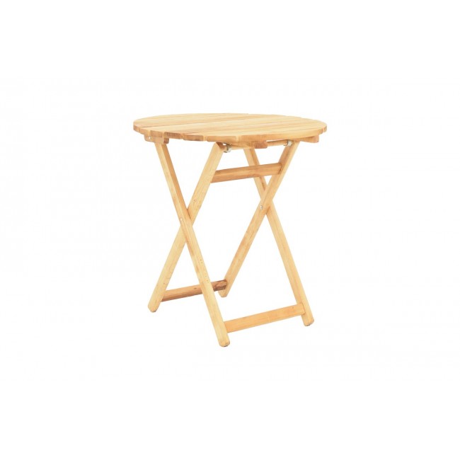 Τραπέζι "LETNA" πτυσσόμενο από ξύλο σε φυσικό χρώμα Φ60x74.5