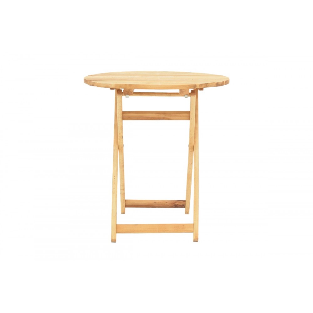 Τραπέζι "LETNA" πτυσσόμενο από ξύλο σε φυσικό χρώμα Φ70x75