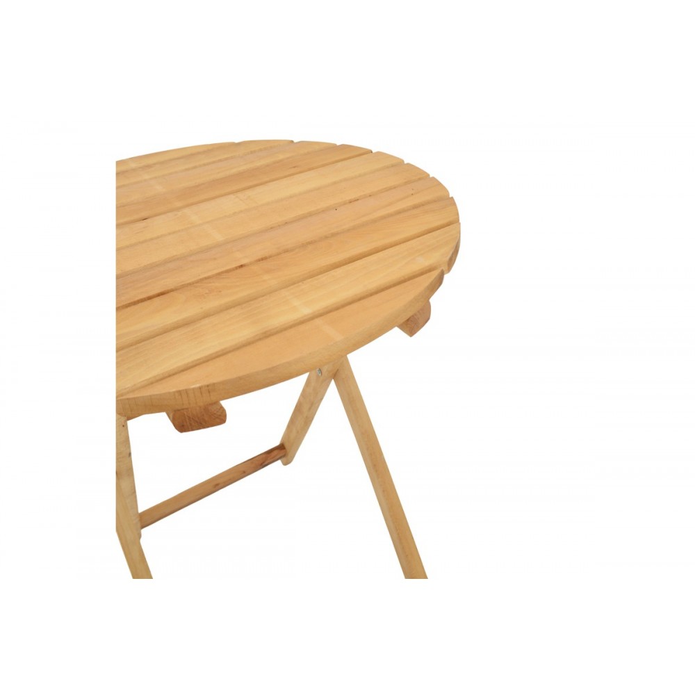 Τραπέζι "LETNA" πτυσσόμενο από ξύλο σε φυσικό χρώμα Φ70x75