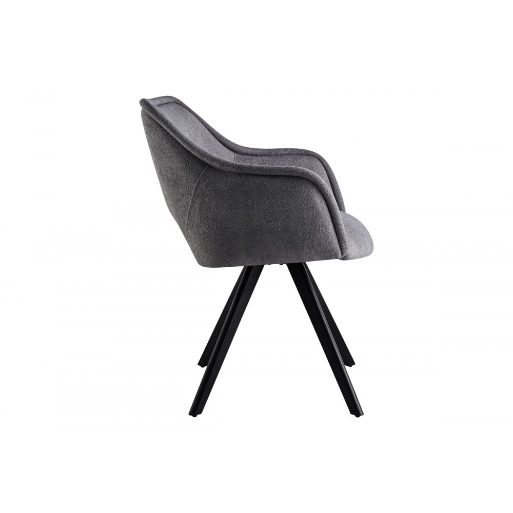 Πολυθρόνα "SOREYIA" περιστρεφόμενη από ύφασμα/μέταλλο σε ανθρακί/μαύρο χρώμα 63x59x83