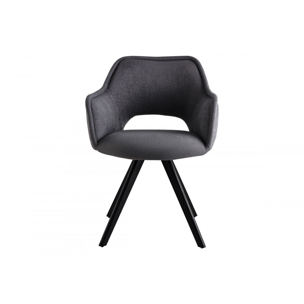 Πολυθρόνα "SOREYIA" περιστρεφόμενη από ύφασμα/μέταλλο σε ανθρακί/μαύρο χρώμα 63x59x83