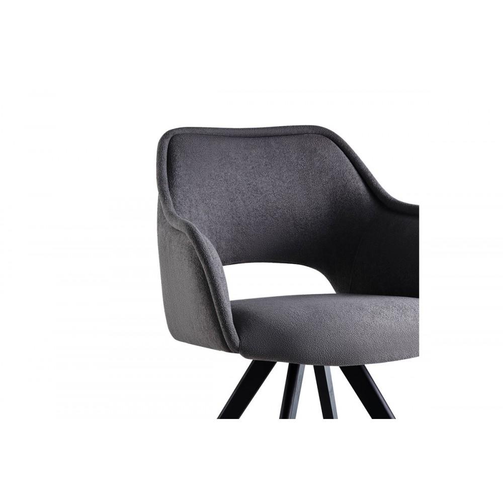 Πολυθρόνα "SOREYIA" περιστρεφόμενη από ύφασμα/μέταλλο σε ανθρακί/μαύρο χρώμα 63x59x83