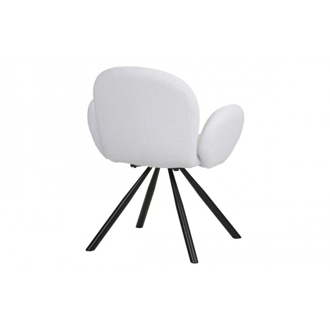 Πολυθρόνα "GARZELE" από μπουκλέ ύφασμα/μέταλλο σε λευκό/μαύρο χρώμα 68x66x82.5