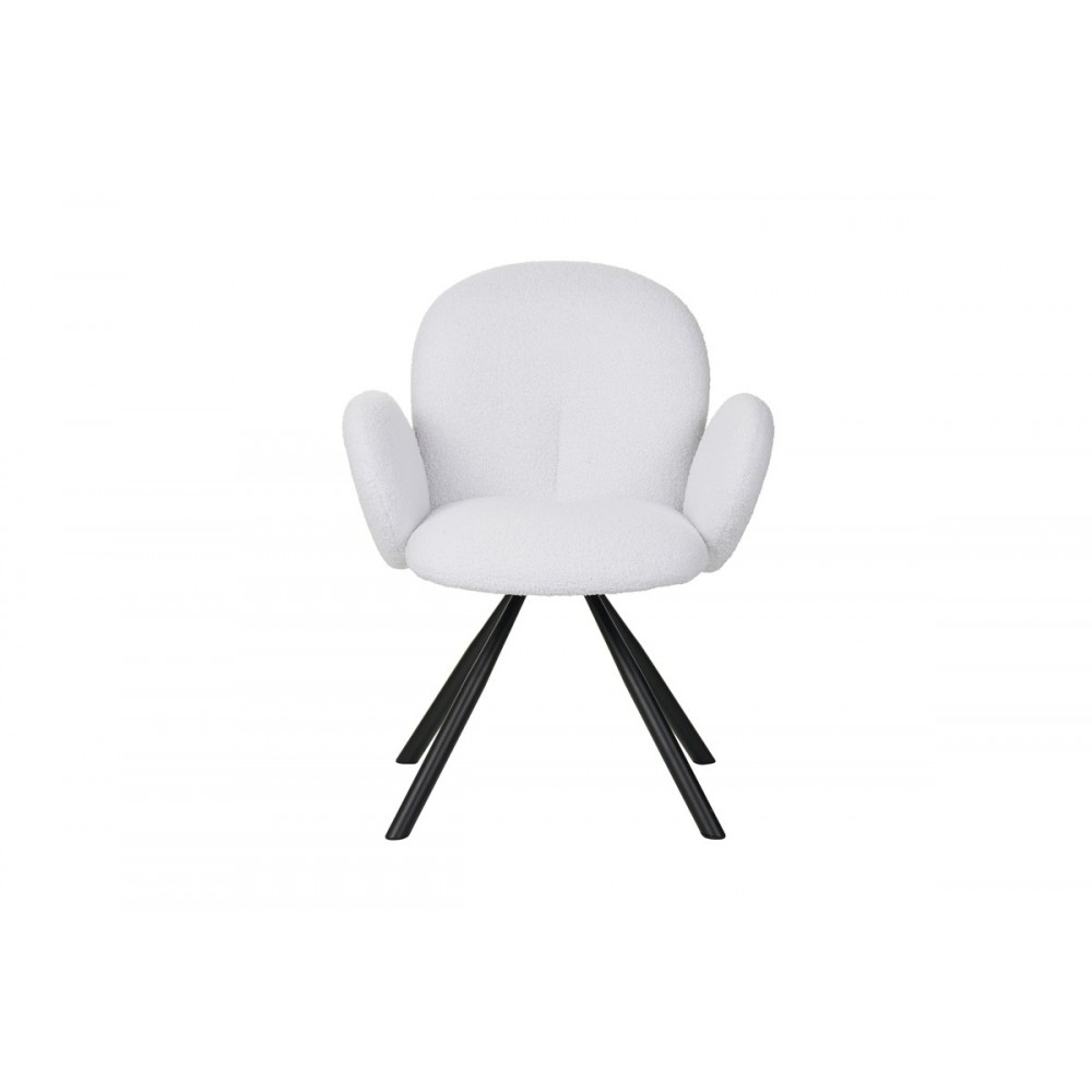 Πολυθρόνα "GARZELE" από μπουκλέ ύφασμα/μέταλλο σε λευκό/μαύρο χρώμα 68x66x82.5