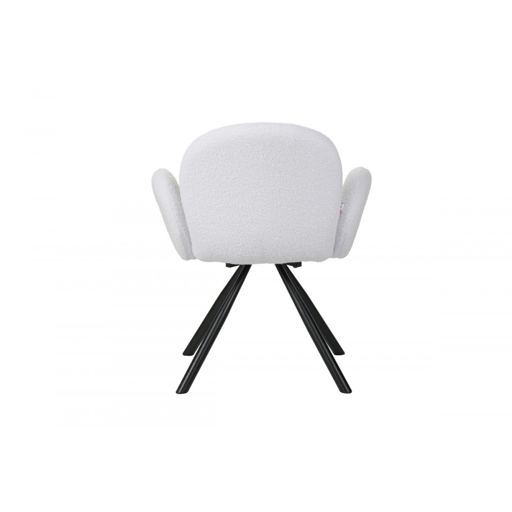 Πολυθρόνα "GARZELE" από μπουκλέ ύφασμα/μέταλλο σε λευκό/μαύρο χρώμα 68x66x82.5